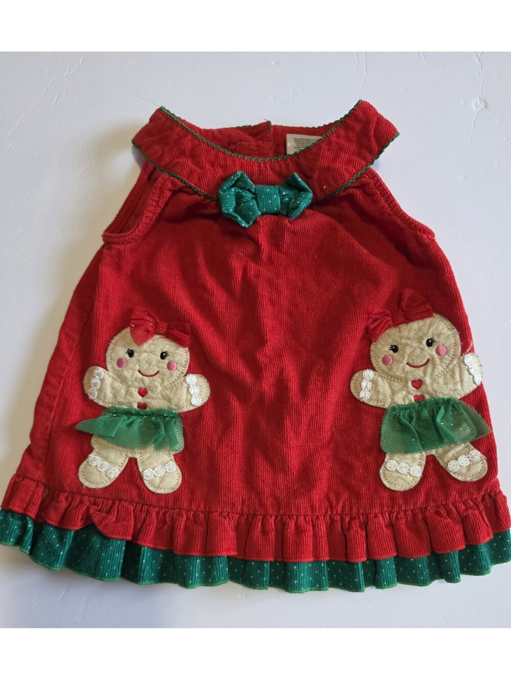 Girls 12 Months Nanette Baby Dress Christmas Gingerbread Red Corduroy Holiday